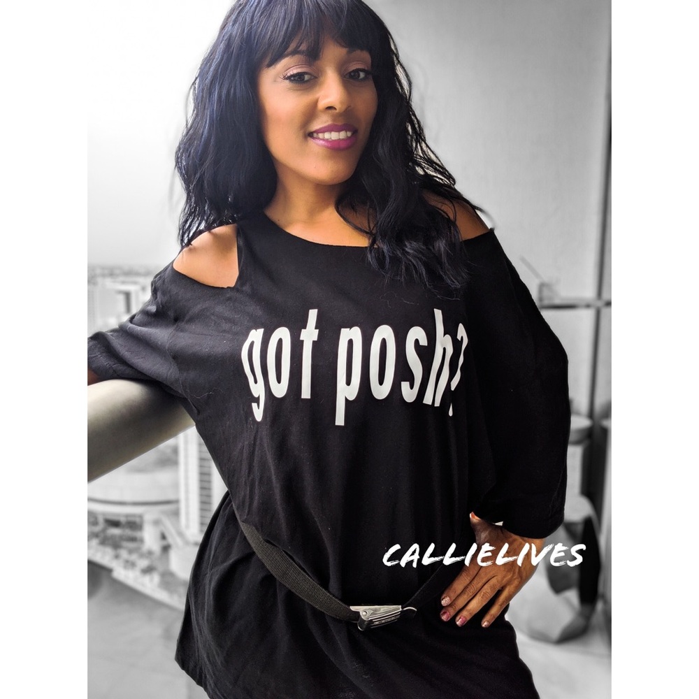 Miz Got Posh Gift Custom Cut Black T-Shirt Dress - Picture 2 of 4